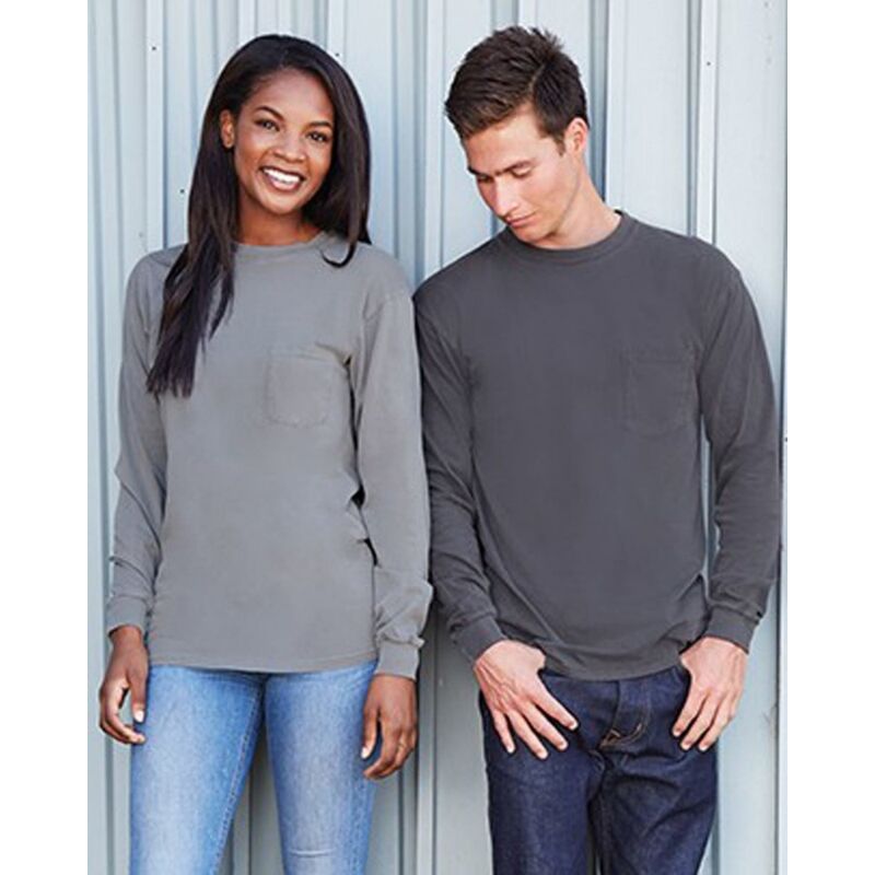 Unisex Inspired Dye Long Sleeve Pocket T-Shirt Thumbnail