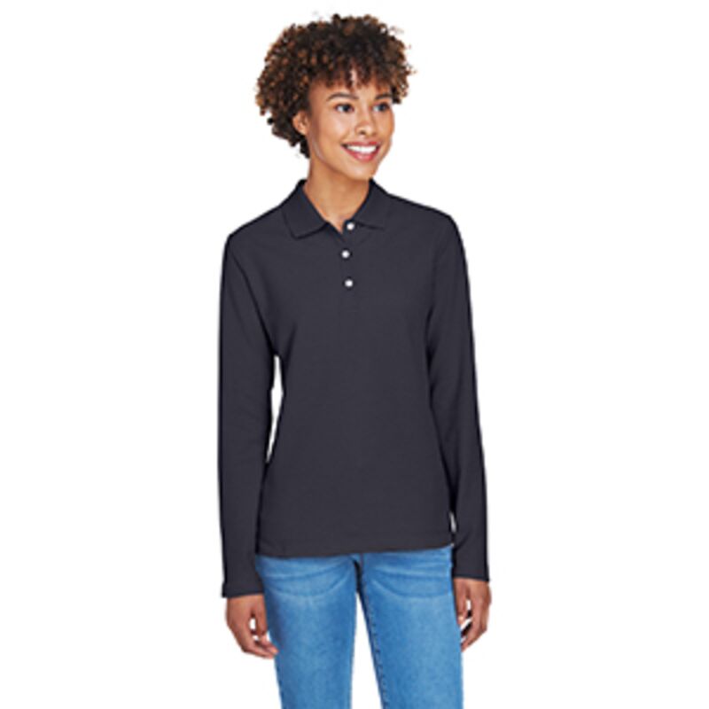 Ladies' Pima Piqué Long-Sleeve Polo Thumbnail